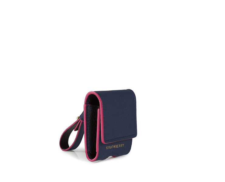 AirPod Pouch - Navy with Raspberry Edge