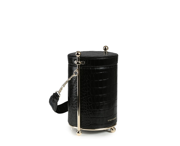 Biscuit Bag - Embossed Croc Black