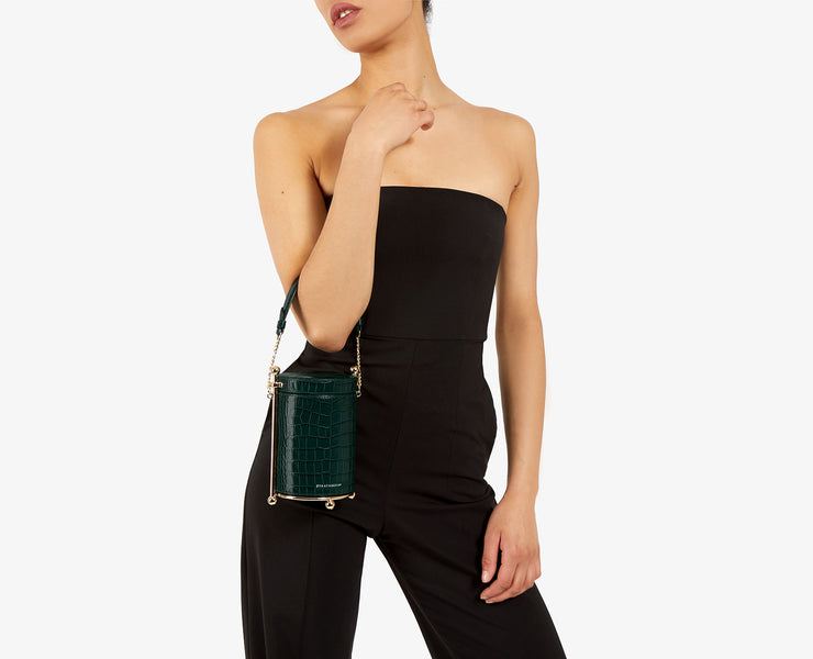 Biscuit Bag - Embossed Croc Bottle Green