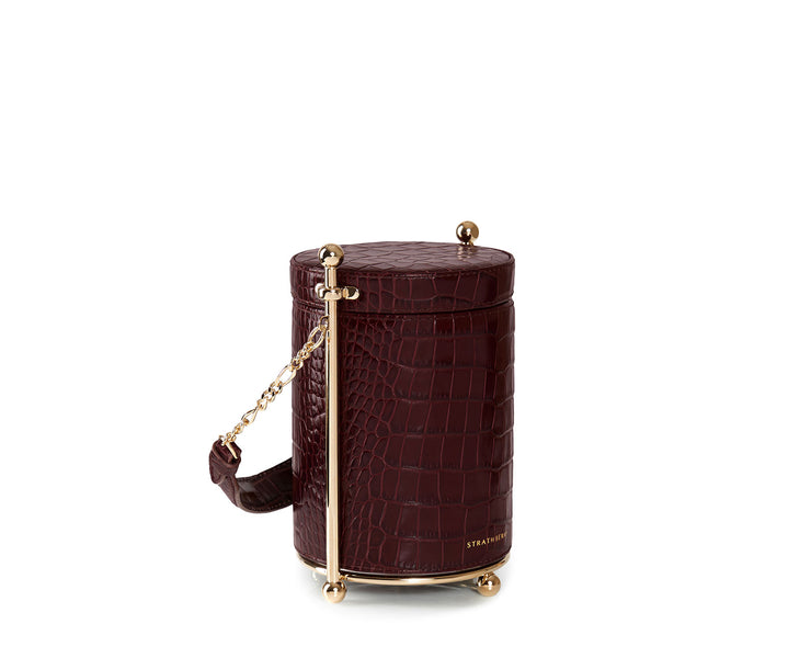 Biscuit Bag - Embossed Croc Burgundy