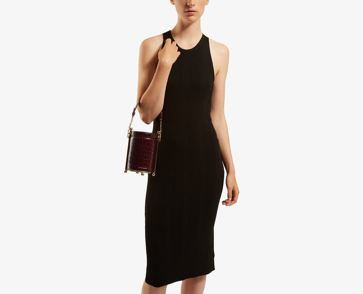Biscuit Bag - Embossed Croc Burgundy