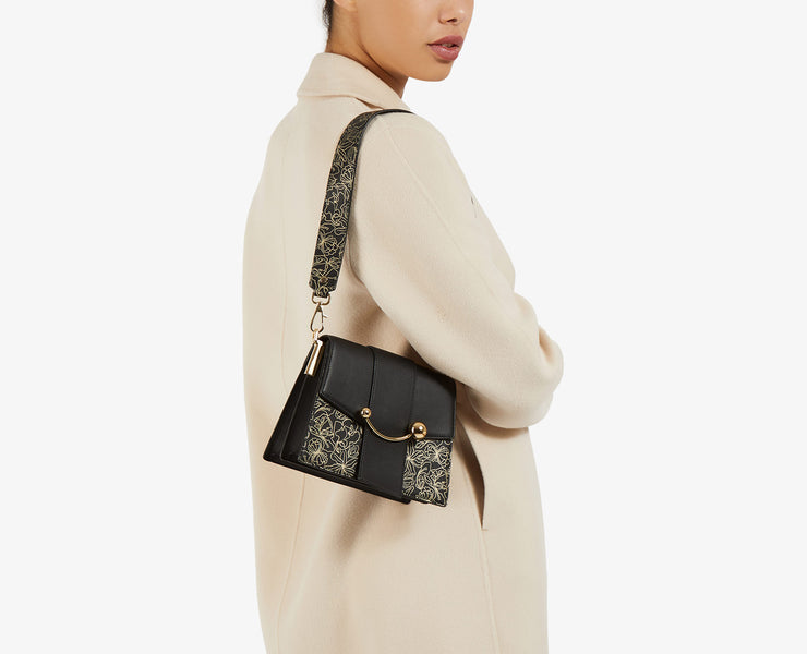 Box Crescent - Black with Gold Print