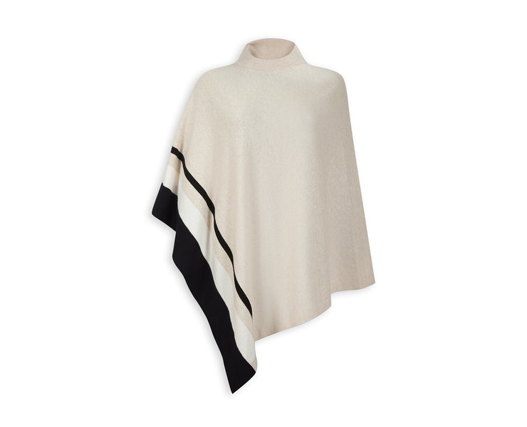 Cashmere Poncho - Striped Vanilla