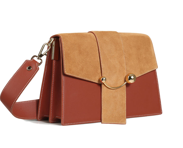 Crescent Shoulder - Suede Burnt Sienna/Caramel