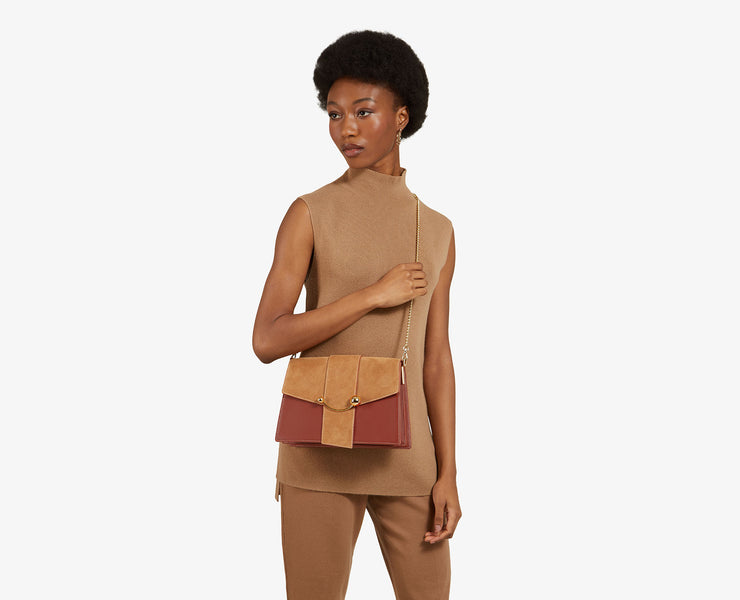 Crescent Shoulder - Suede Burnt Sienna/Caramel