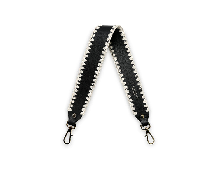 Leather Strap - Crochet Black