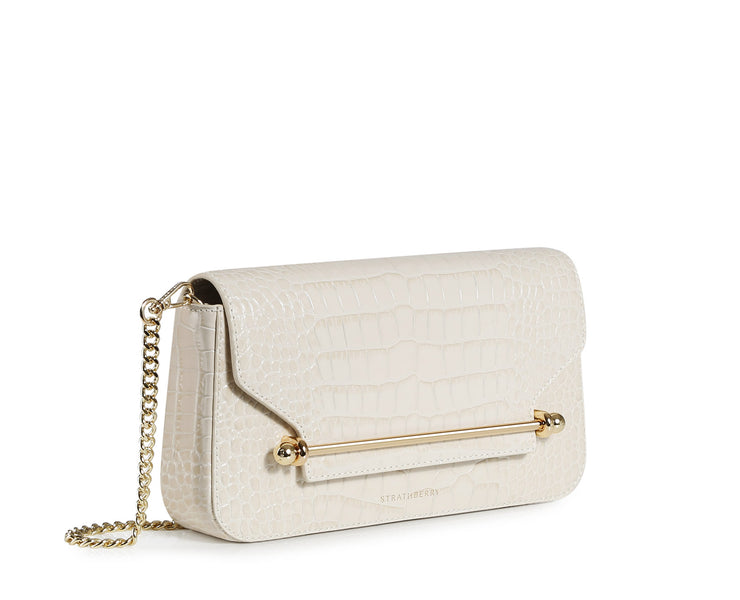 East/West Baguette - Embossed Leather Vanilla