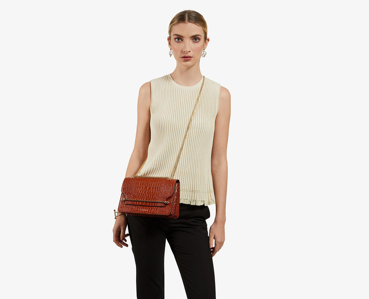 East/West - Embossed Leather Tan