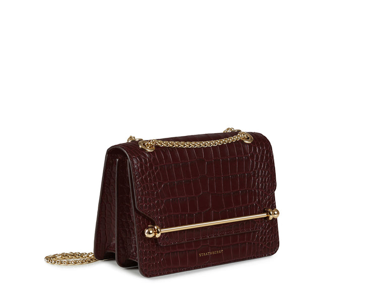 East/West Mini - Embossed Croc Burgundy