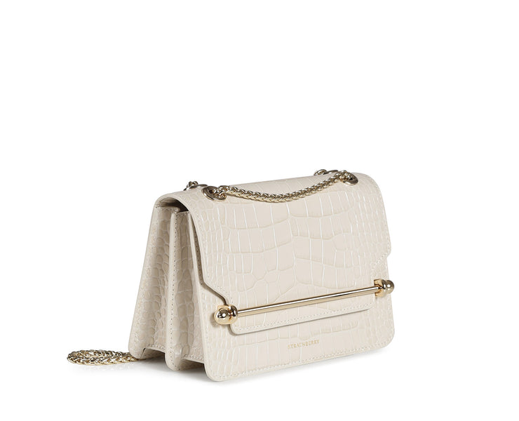 East/West Mini - Embossed Leather Vanilla