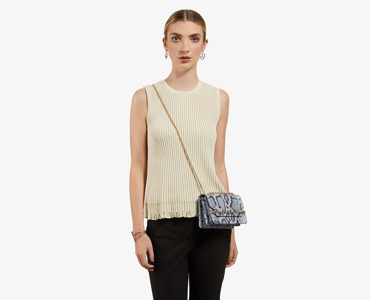 East/West Mini - Embossed Leather Illusion Blue