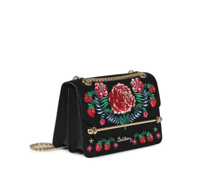 East/West Mini - Black Floral Embroidery