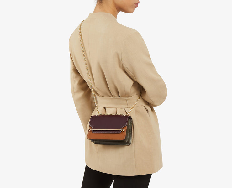 East/West Mini - Burgundy/Tan/Forest