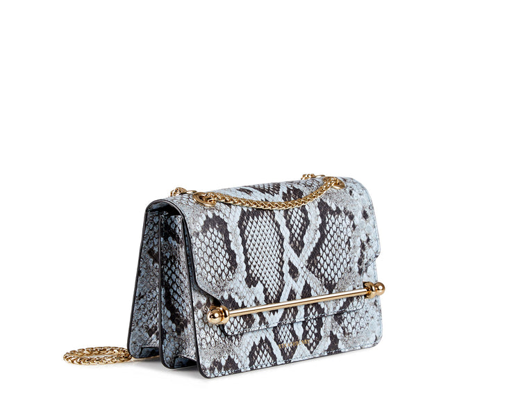 East/West Mini - Embossed Leather Illusion Blue