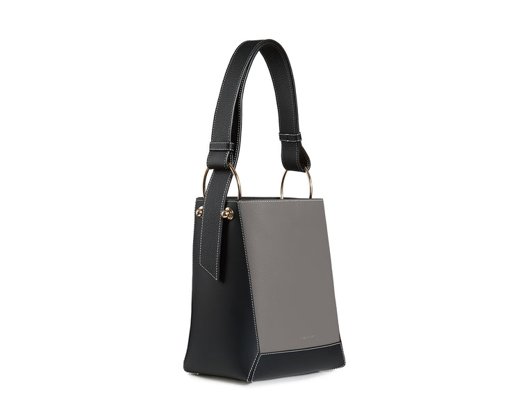 Lana Midi Bucket Bag - Black/Slate