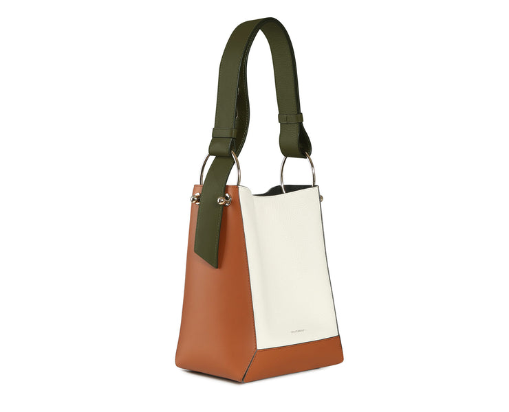 Lana Midi Bucket Bag - Tan/Vanilla/Bamboo