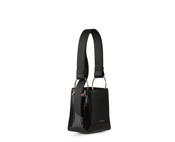 Lana Nano Bucket Bag - Dual Leather Black