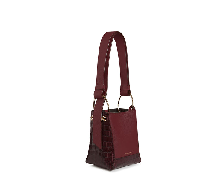 Lana Nano Bucket Bag - Dual Leather Burgundy/Ember