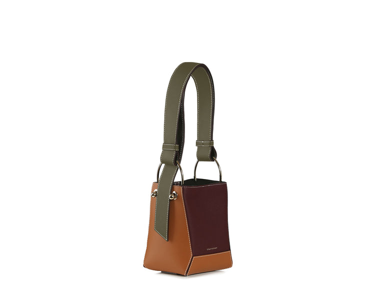 Lana Nano Bucket Bag - Tan/Burgundy/Forest