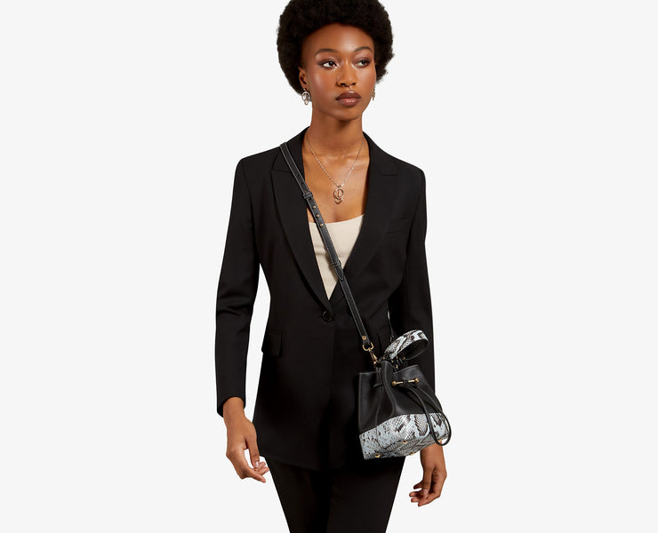Lana Osette - Black/Embossed Leather Illusion Blue