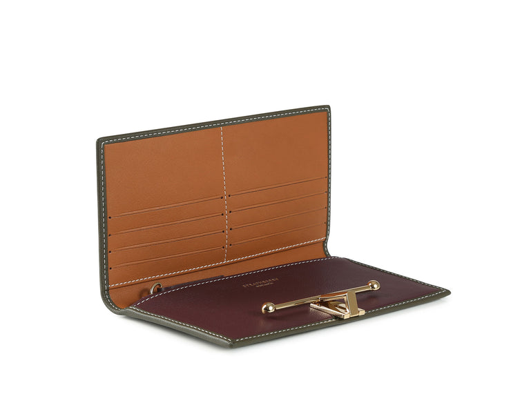 Large Melville Street Wallet - Forest/Burgundy/Tan