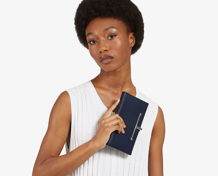 Large Melville Street Wallet - Navy/Sky Blue