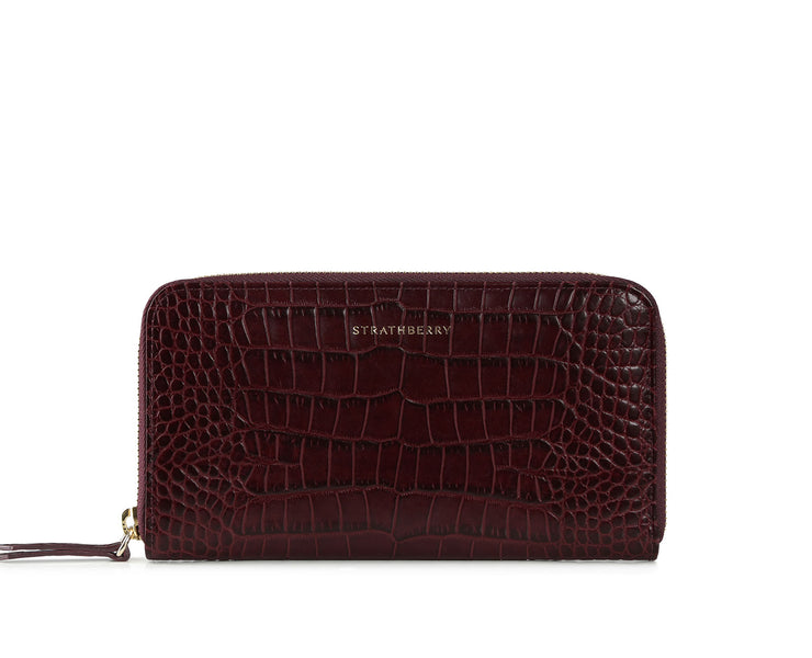Large Rose Street Wallet - Embossed Croc Burgundy