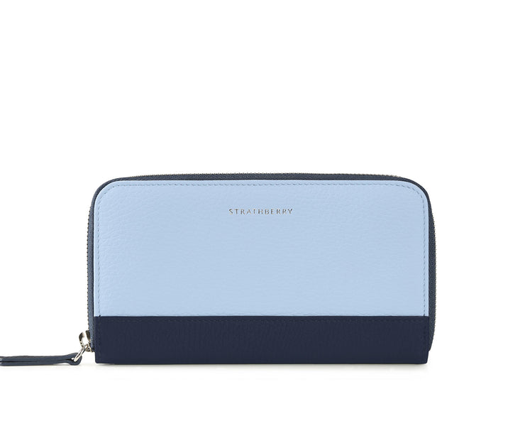 Large Rose Street Wallet - Sky Blue/Navy