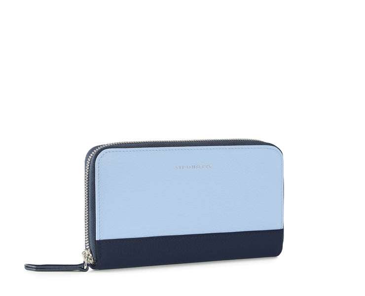 Large Rose Street Wallet - Sky Blue/Navy