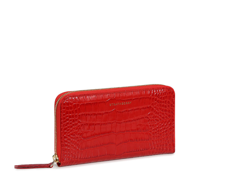 Large Rose Street Wallet - Embossed Leather Ruby