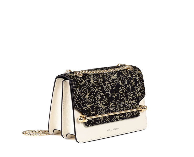 East/West Mini - Black/Vanilla with Gold Print