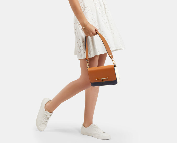 Melville Baguette - Tan/Navy/Vanilla