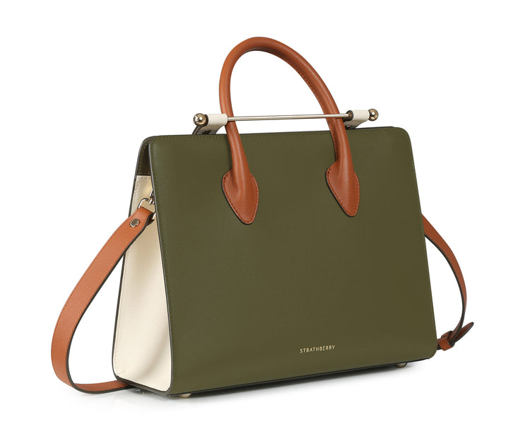 The Strathberry Midi Tote - Bamboo/Vanilla/Chestnut