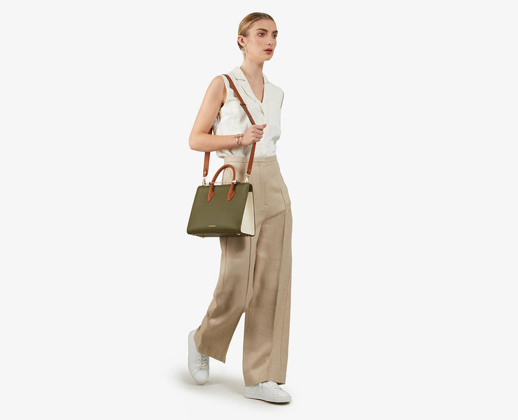 The Strathberry Midi Tote - Bamboo/Vanilla/Chestnut