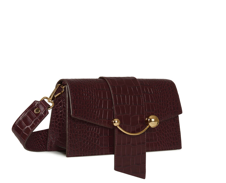 Mini Crescent - Embossed Croc Burgundy