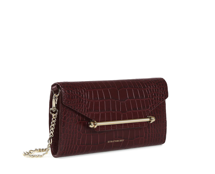 Multrees Chain Wallet - Embossed Croc Burgundy