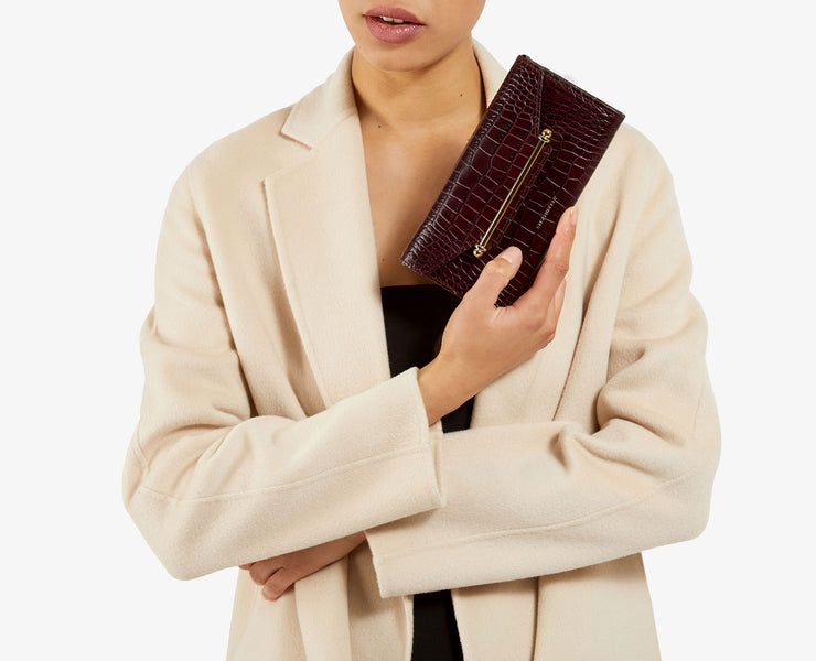 Multrees Chain Wallet - Embossed Croc Burgundy