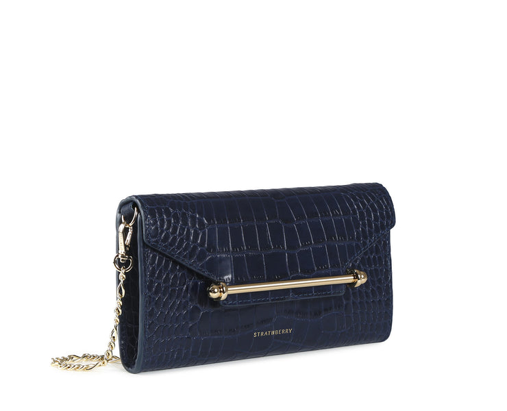 Multrees Chain Wallet - Embossed Croc Navy