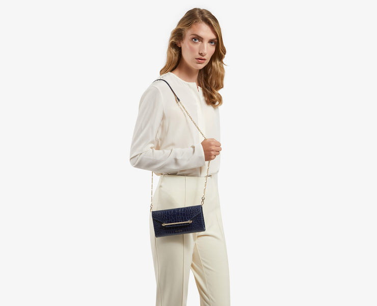 Multrees Chain Wallet - Embossed Croc Navy