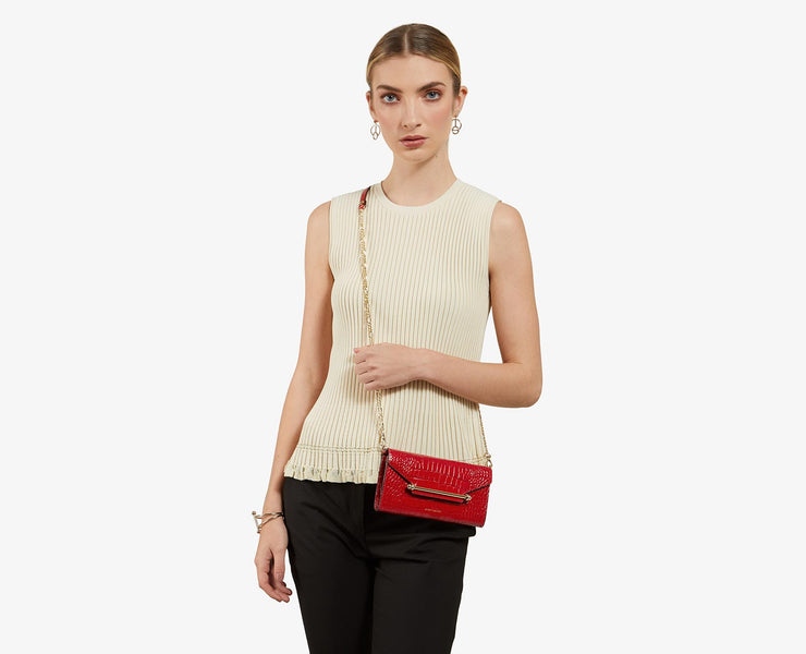 Multrees Chain Wallet - Embossed Leather Ruby