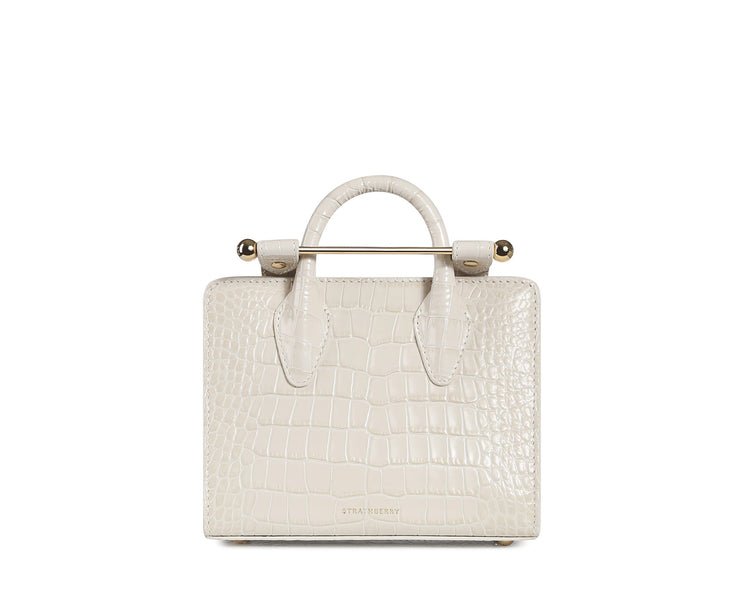 The Strathberry Nano Tote - Embossed Leather Vanilla