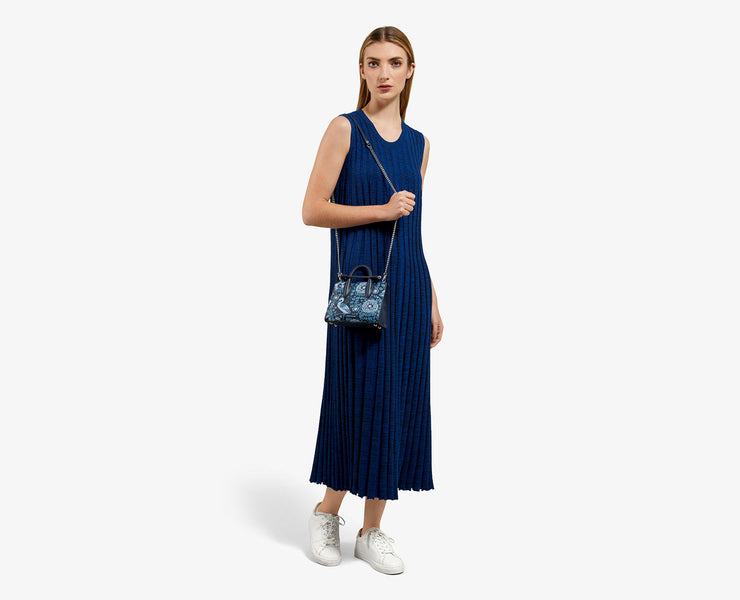 The Strathberry Nano Tote - Loch Print Navy