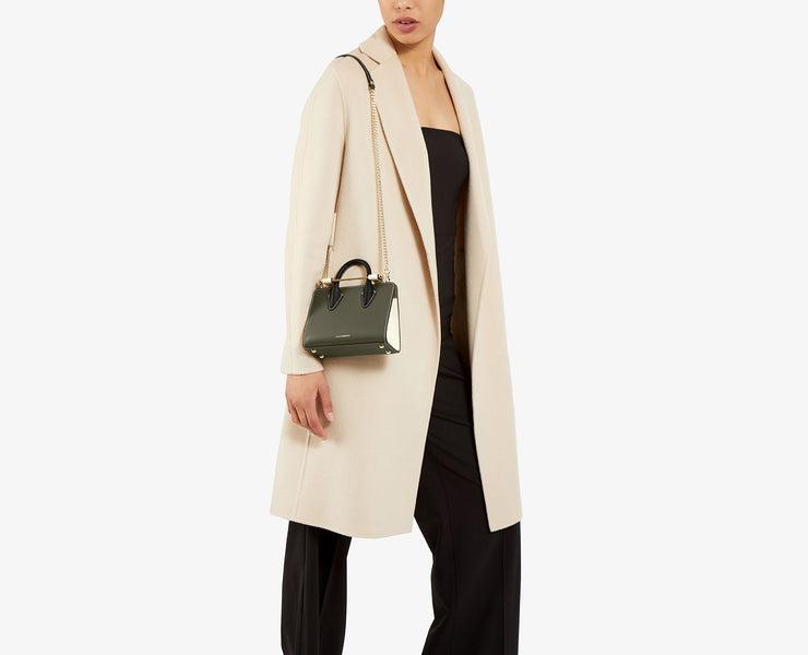 The Strathberry Nano Tote - Forest/Vanilla/Black