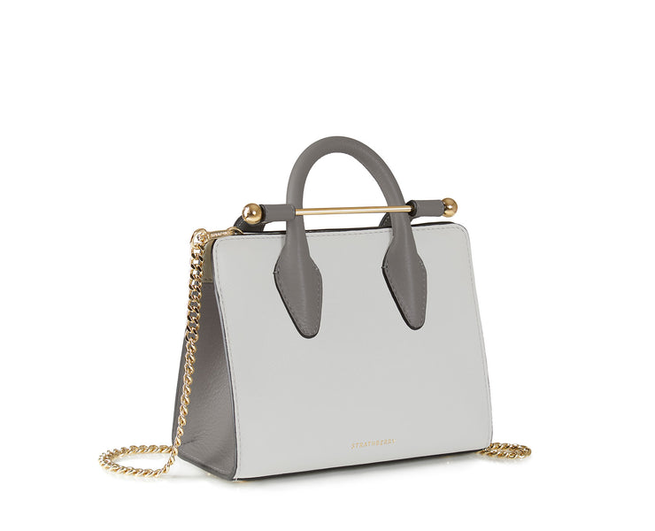 The Strathberry Nano Tote - Slate/Pearl Grey