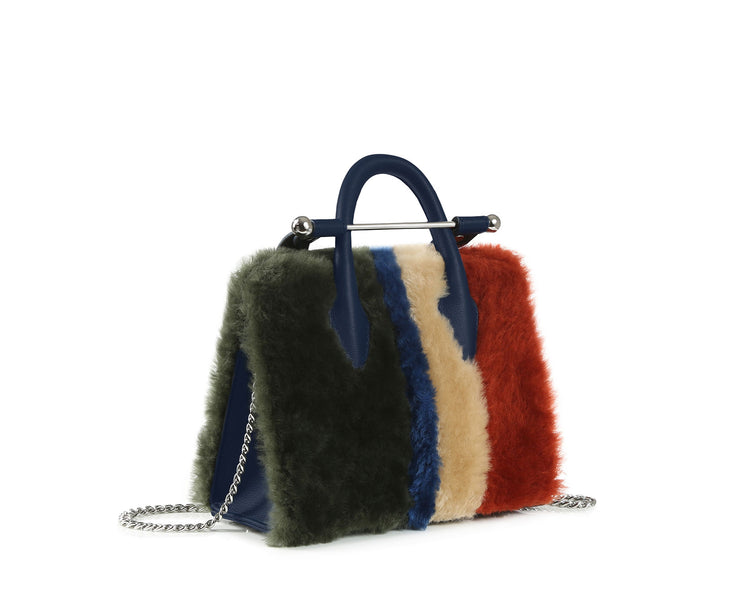 Strathberry Nano Tote - Shearling Navy with Silver Hardware