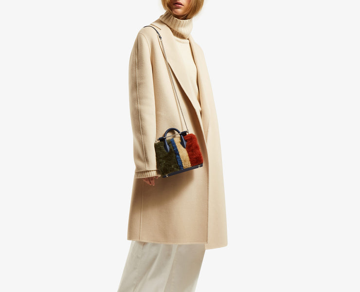 Strathberry Nano Tote - Shearling Navy with Silver Hardware