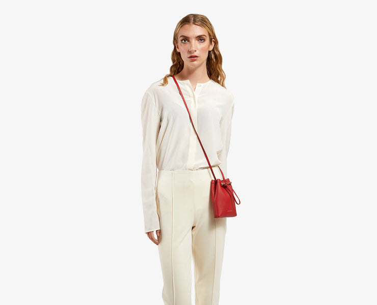 Lana Osette Pouch - Ruby with Burgundy Edge