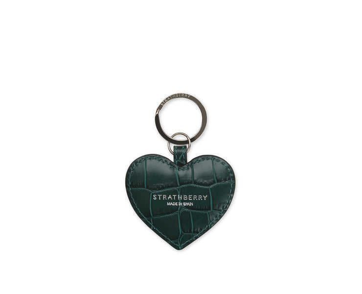 Heart Key Charm - Embossed Croc Bottle Green