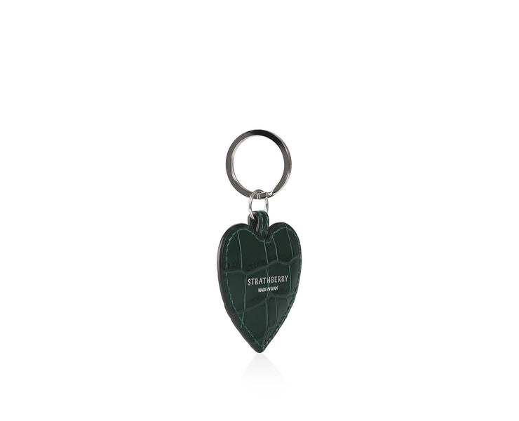 Heart Key Charm - Embossed Croc Bottle Green