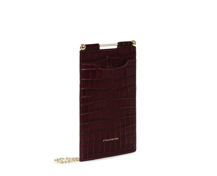 Phone Pouch - Embossed Croc Burgundy